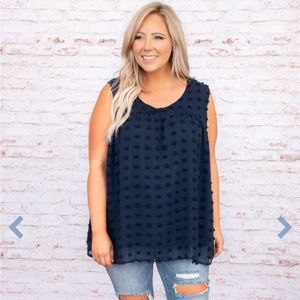 Chic Soul- Swiss dot- light pink tank top size 2x